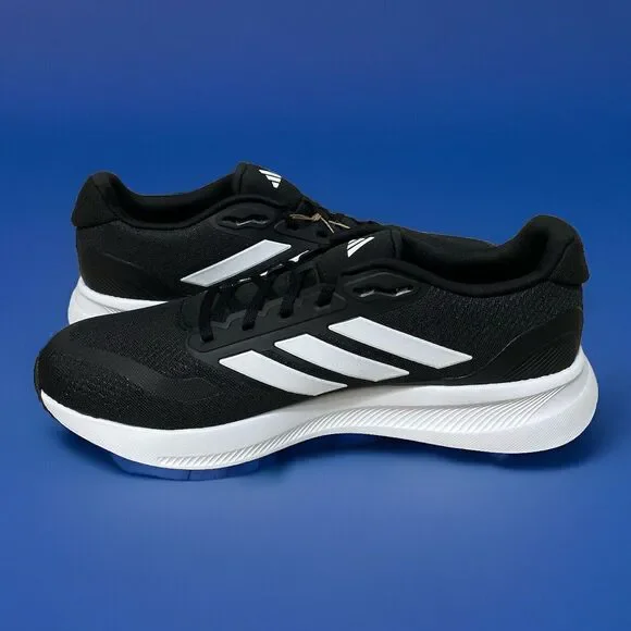 Adidas RUNFALCON 5 CLOUDFOAM Running Sneakers Shoes Black White Mens Size 12 New